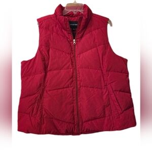 Lands End Down Filled Dark Red Puffer Vest Utility Gorpcore Outdoor PlusSize 1X